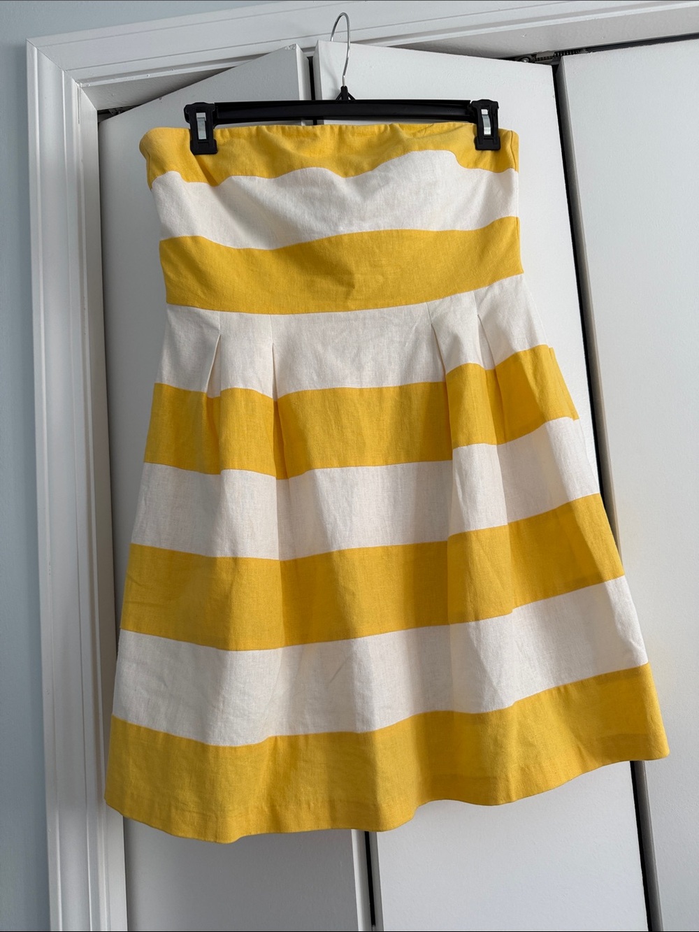 LOFT Yellow and White Striped Circle Skirt